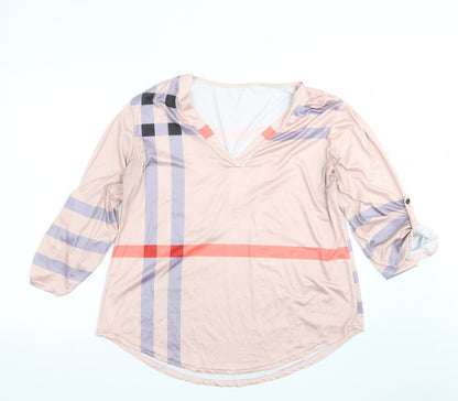 Womens UK Size 2XL Preworn Pink Basic T-Shirt