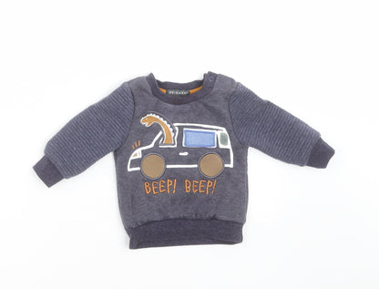 Primark Boys Blue   Pullover Jumper Size 3-6 Months  - dinosaur, car