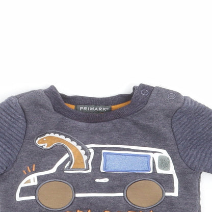 Primark Boys Blue   Pullover Jumper Size 3-6 Months  - dinosaur, car