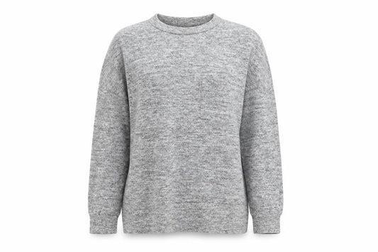 Front view of Capsule women’s grey knit jumper, size UK 12