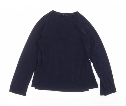 nowrain Womens Blue Striped Knit Pullover Jumper Size XL