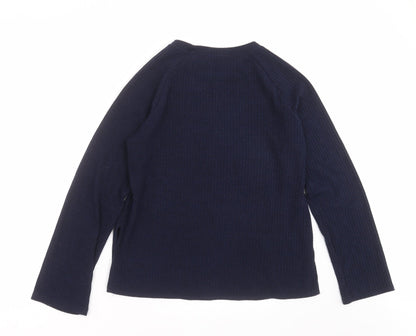 nowrain Womens Blue Striped Knit Pullover Jumper Size XL