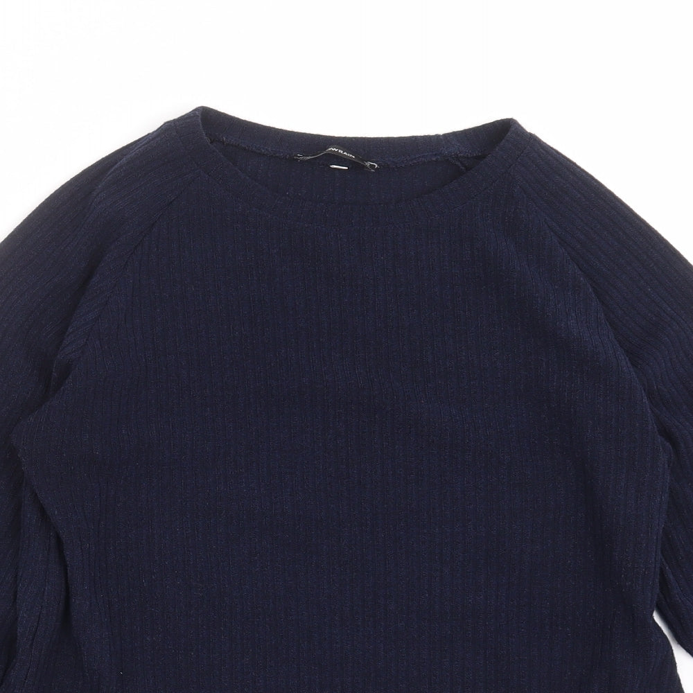 nowrain Womens Blue Striped Knit Pullover Jumper Size XL