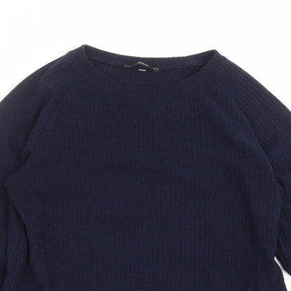 nowrain Womens Blue Striped Knit Pullover Jumper Size XL