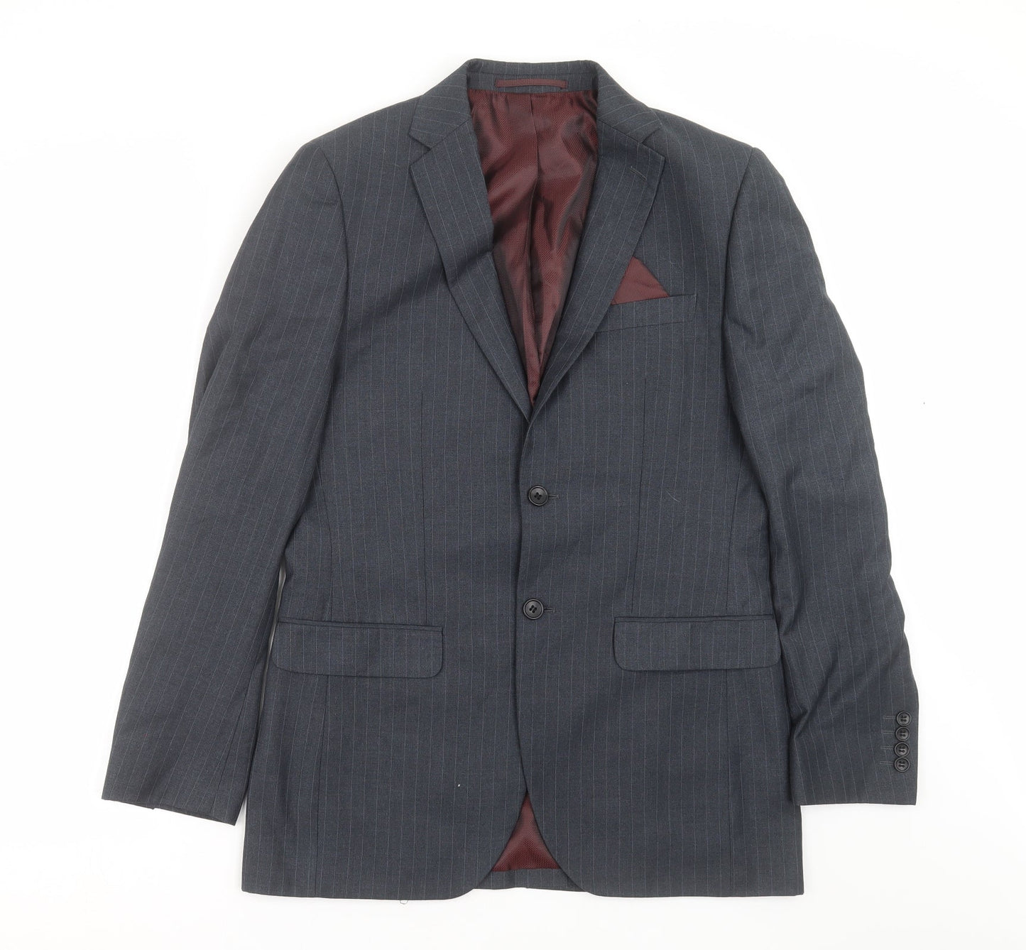 George Mens Blue Striped  Jacket Suit Jacket Size 36