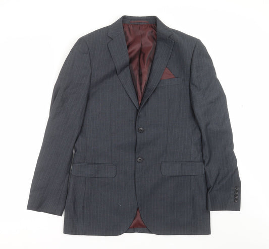 George Mens Blue Striped  Jacket Suit Jacket Size 36