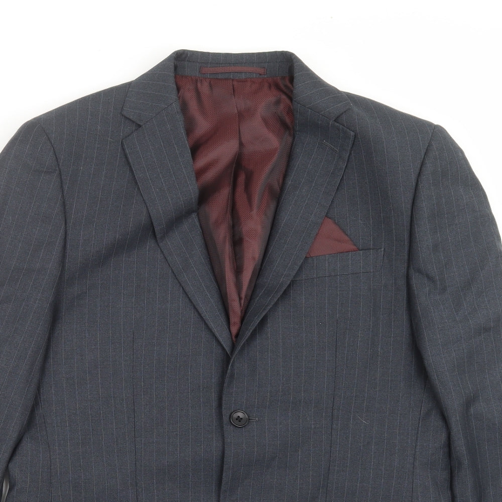 George Mens Blue Striped  Jacket Suit Jacket Size 36