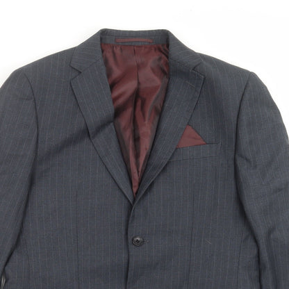 George Mens Blue Striped  Jacket Suit Jacket Size 36