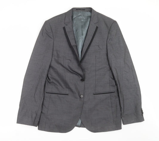 Mens UK Size 40 River Island Regular Grey Suit Jacket