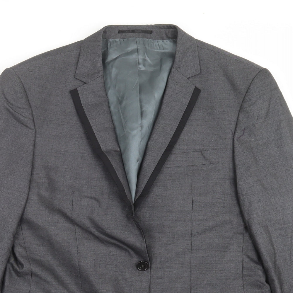 Mens UK Size 40 River Island Regular Grey Suit Jacket