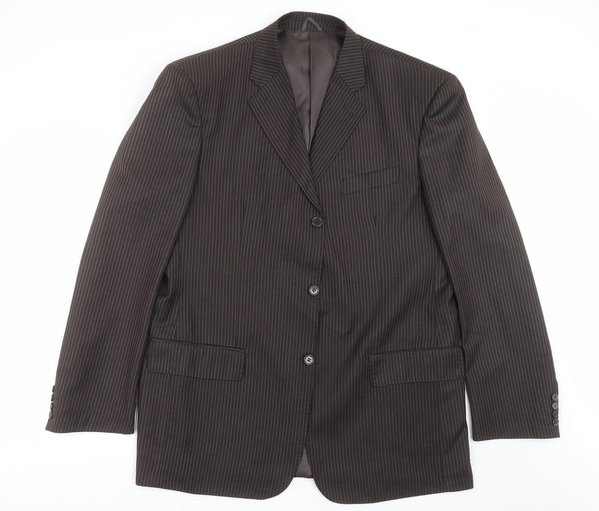 Additional front view of RGA men’s brown striped jacket suit jacket, size 46