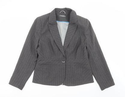 shopdirect Womens Grey Striped  Jacket Suit Jacket Size 16