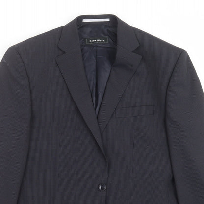 Close-up detail of MODERN MIX men’s blue striped jacket suit jacket, size 40