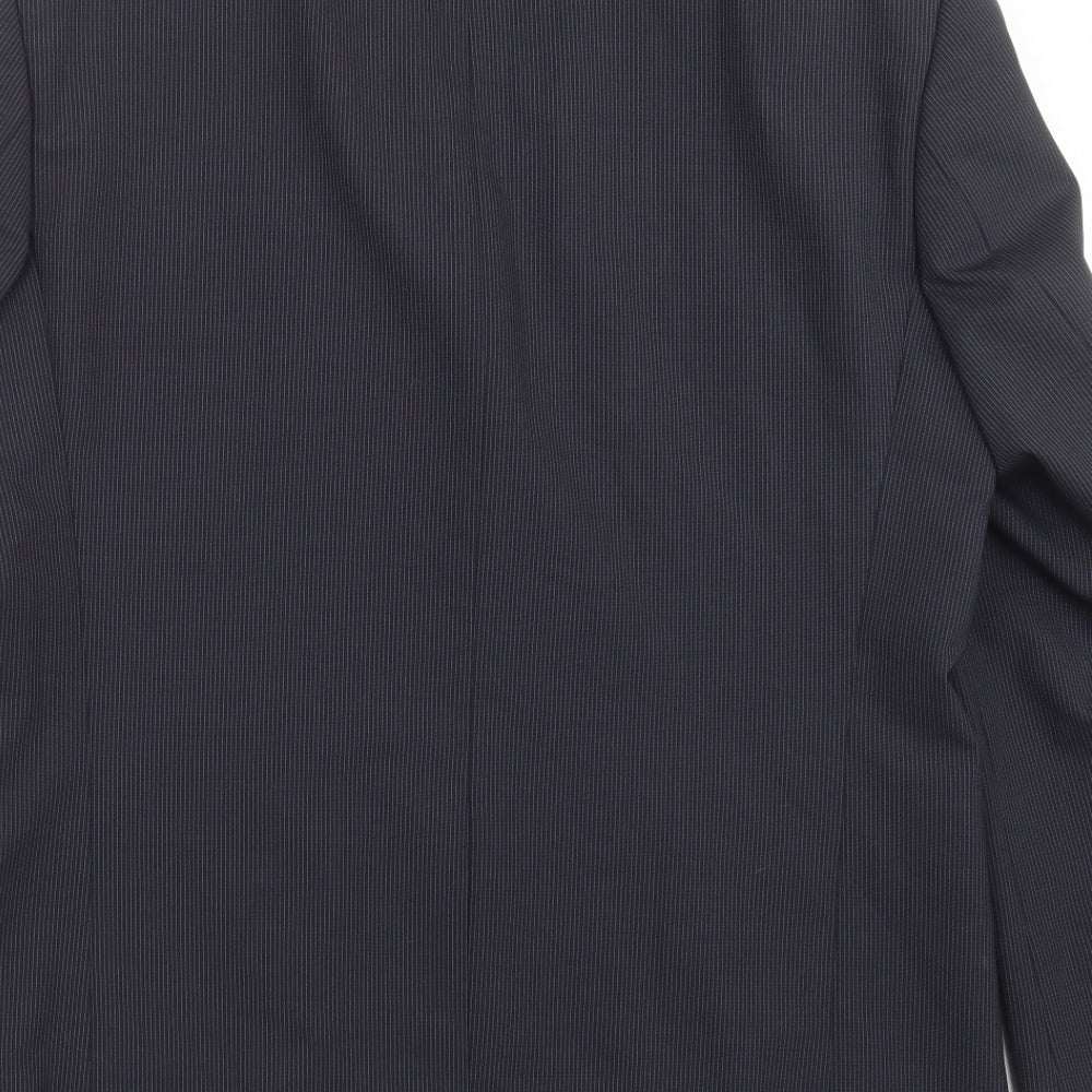Brand and care label for MODERN MIX men’s blue striped jacket suit jacket, size 40