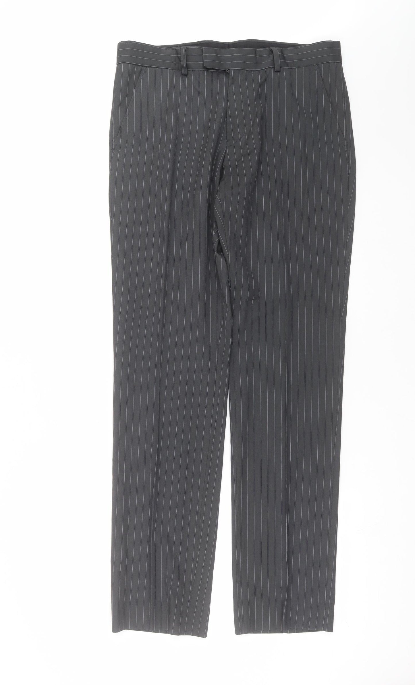 Red Herring Mens Grey Striped  Trousers  Size 32 in L33 in