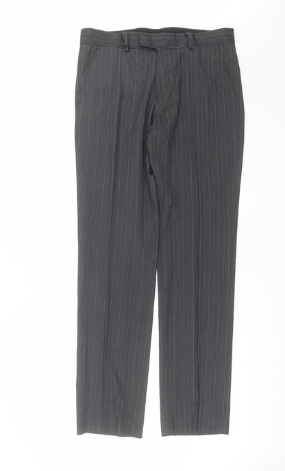 Red Herring Mens Grey Striped  Trousers  Size 32 in L33 in