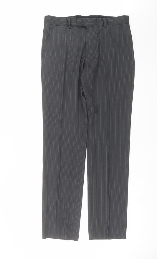 Red Herring Mens Grey Striped  Trousers  Size 32 in L33 in