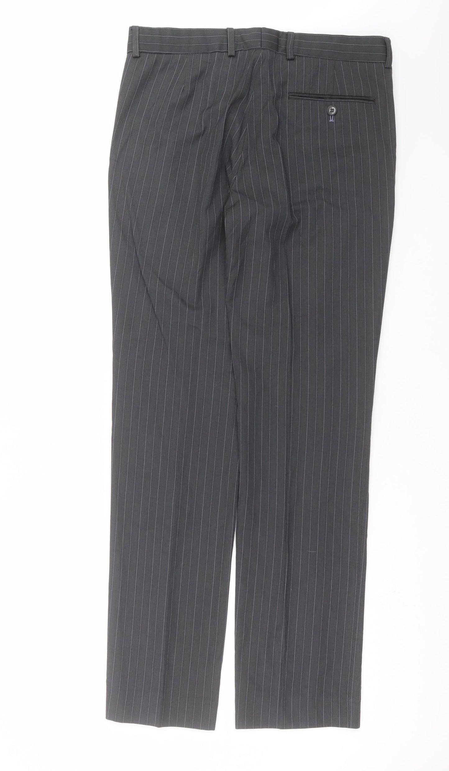 Red Herring Mens Grey Striped  Trousers  Size 32 in L33 in