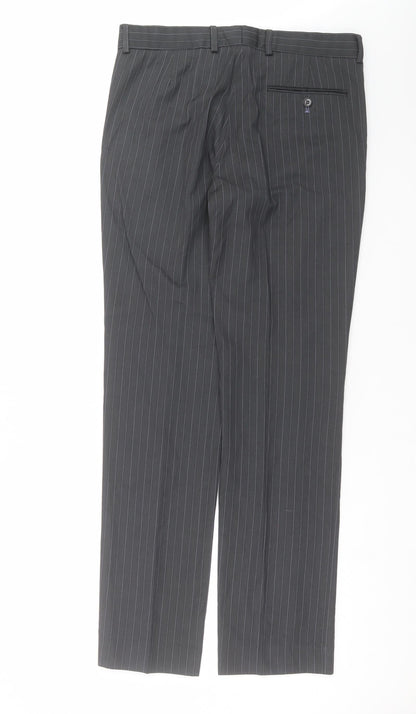 Red Herring Mens Grey Striped  Trousers  Size 32 in L33 in