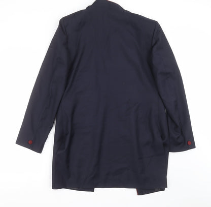 Back view of delight men’s blue jacket suit jacket, size 36