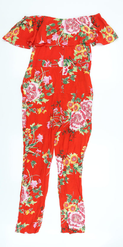 Dorothy Perkins Womens Red Floral  Romper One-Piece Size 8 L25 in