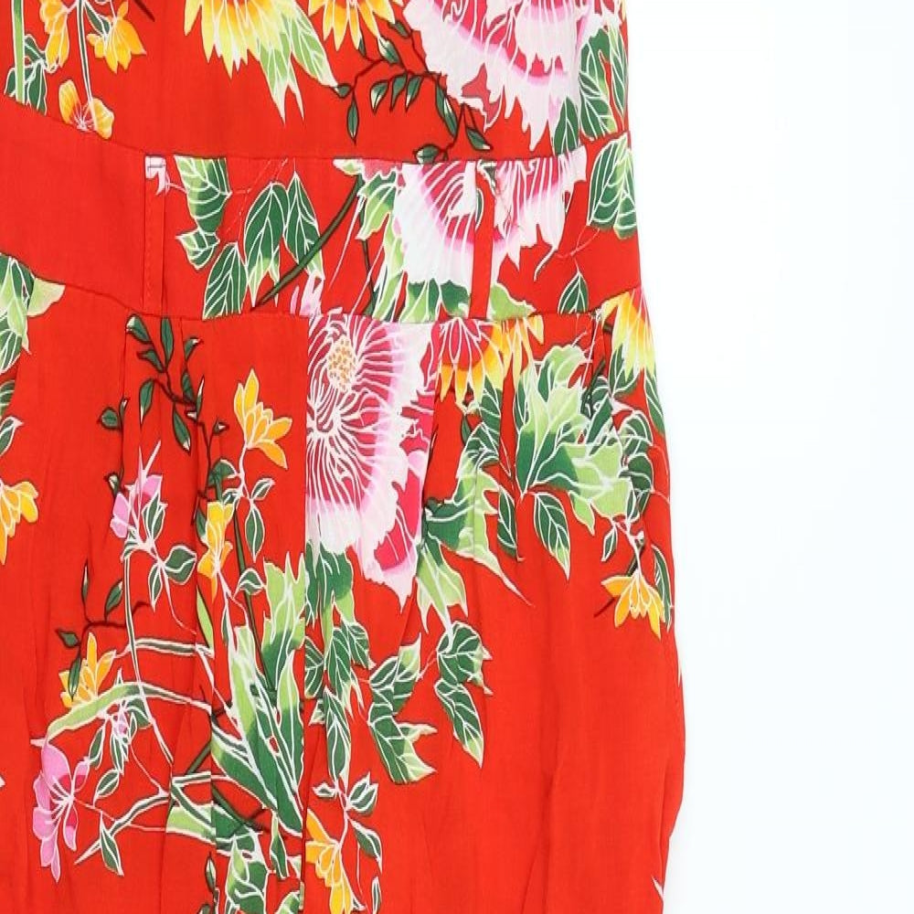 Dorothy Perkins Womens Red Floral  Romper One-Piece Size 8 L25 in