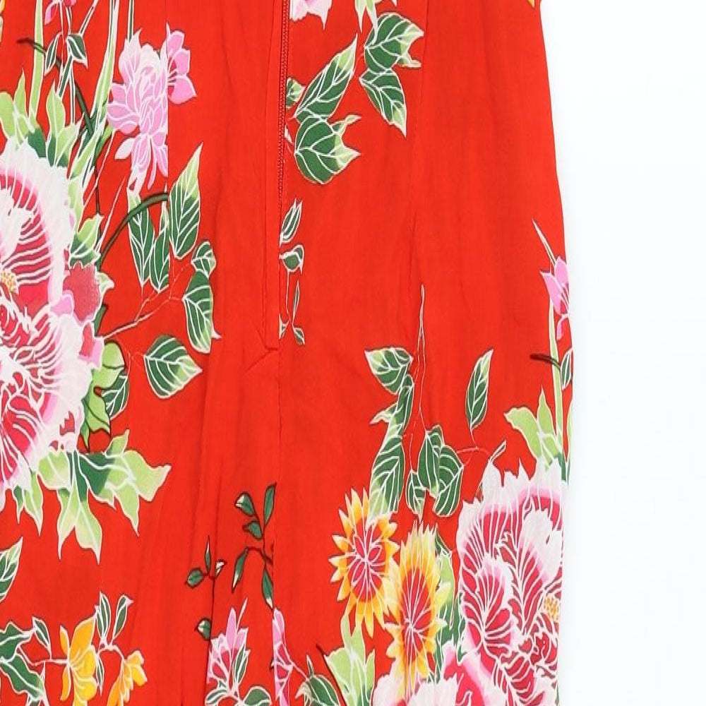 Dorothy Perkins Womens Red Floral  Romper One-Piece Size 8 L25 in