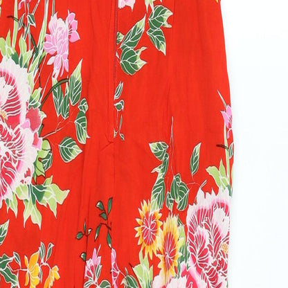 Dorothy Perkins Womens Red Floral  Romper One-Piece Size 8 L25 in