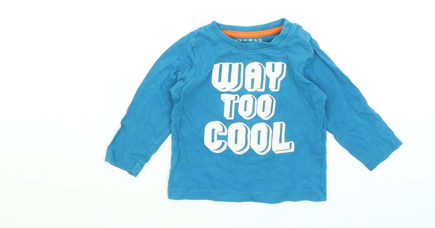 Nutmeg Baby Blue   Basic T-Shirt Size 9-12 Months  - Way To Cool