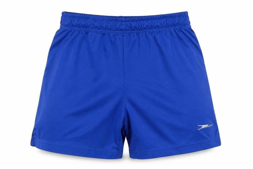 Front view of Crane boys’ blue sweat shorts, size 5-6, years