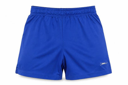 Front view of Crane boys’ blue sweat shorts, size 5-6, years
