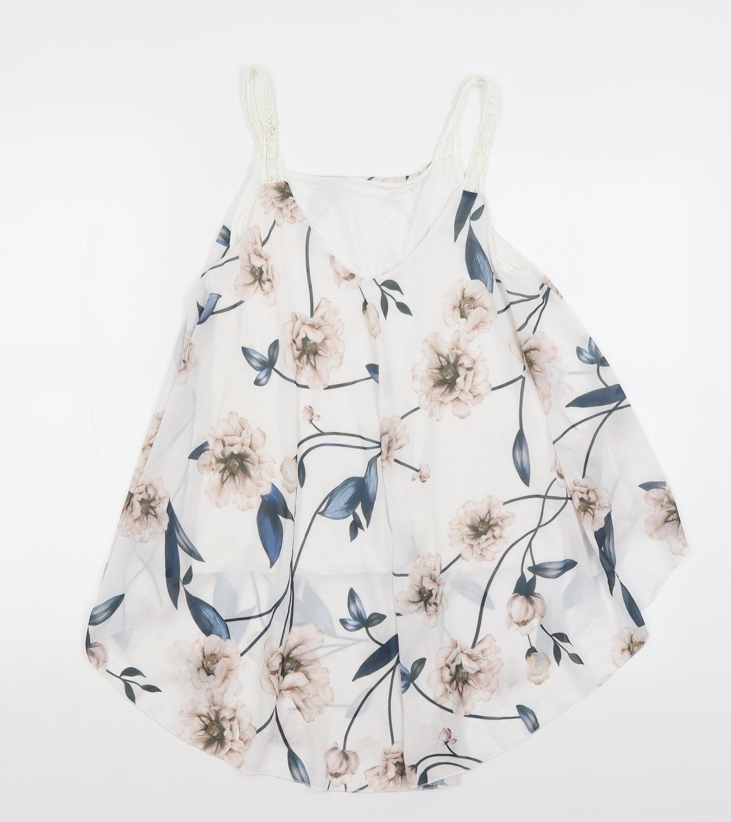 Preworn Womens White Floral  Basic Blouse Size S