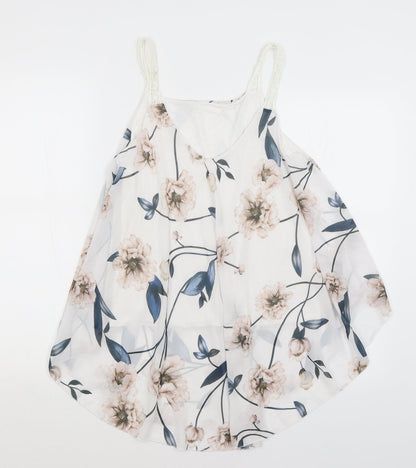 Preworn Womens White Floral  Basic Blouse Size S