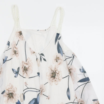 Preworn Womens White Floral  Basic Blouse Size S