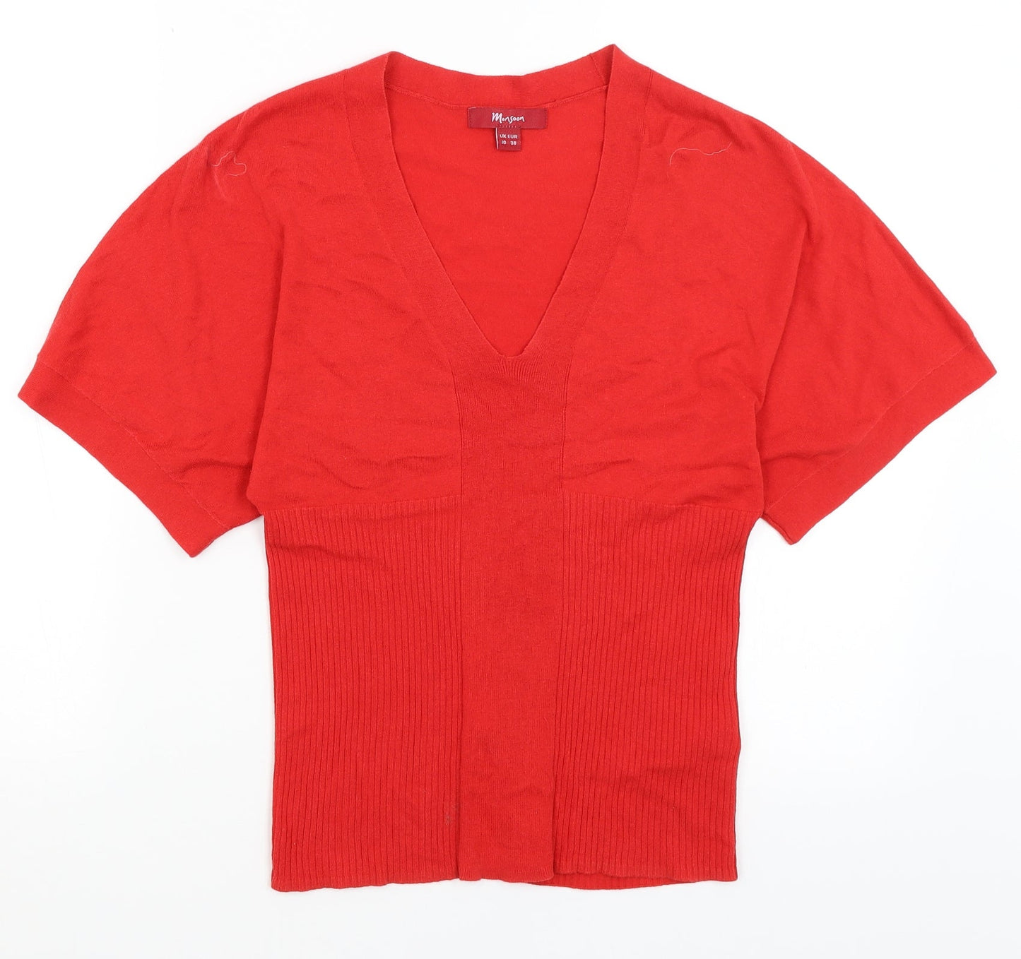Womens UK Size 10 Monsoon Red Basic T-Shirt