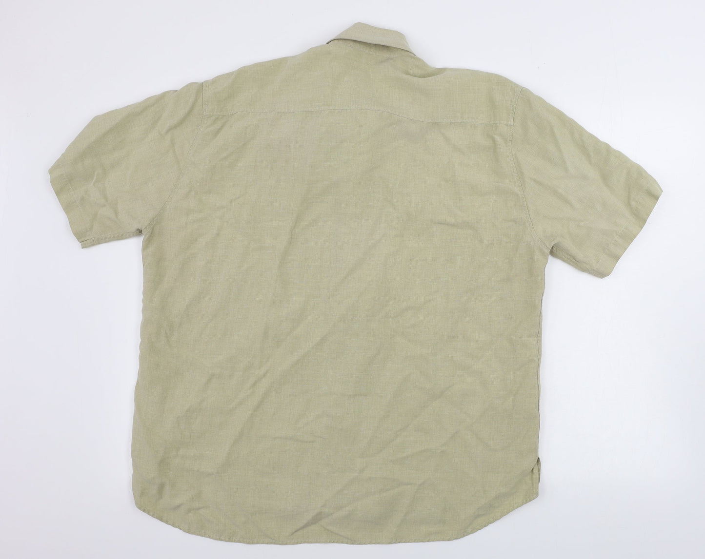 Mens UK Size L Marks and Spencer Beige  Button-Up Short Sleeve Casual Shirt