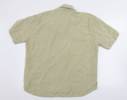 Mens UK Size L Marks and Spencer Beige  Button-Up Short Sleeve Casual Shirt