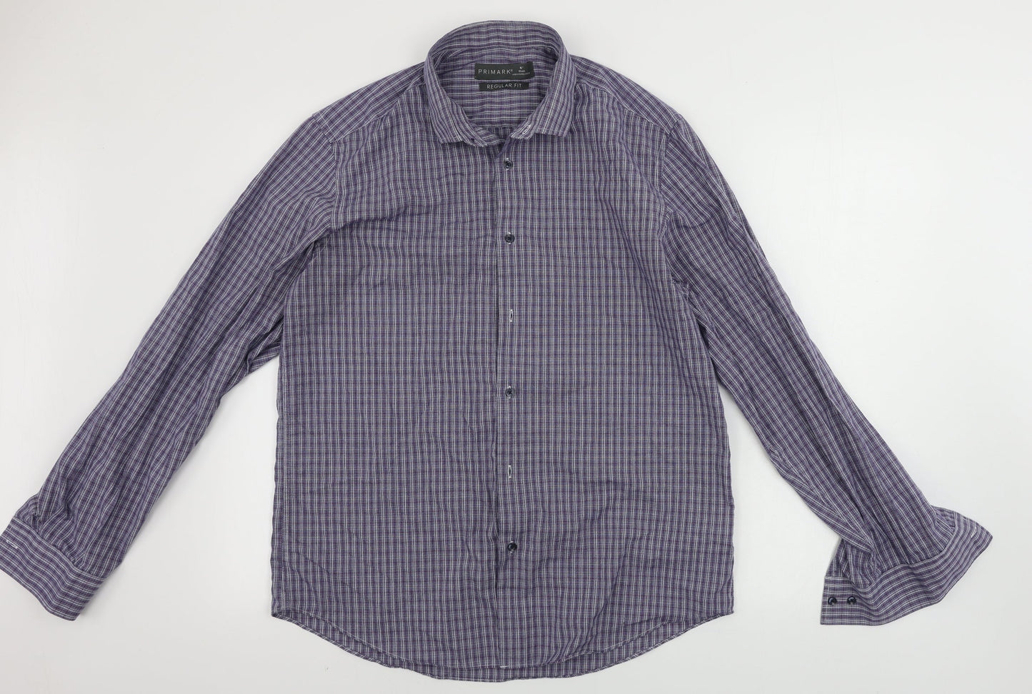 Primark  Mens Blue Check   Button-Up Size 16