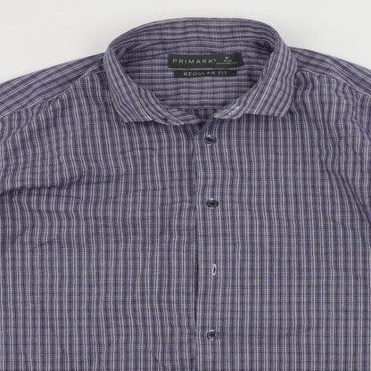 Primark  Mens Blue Check   Button-Up Size 16