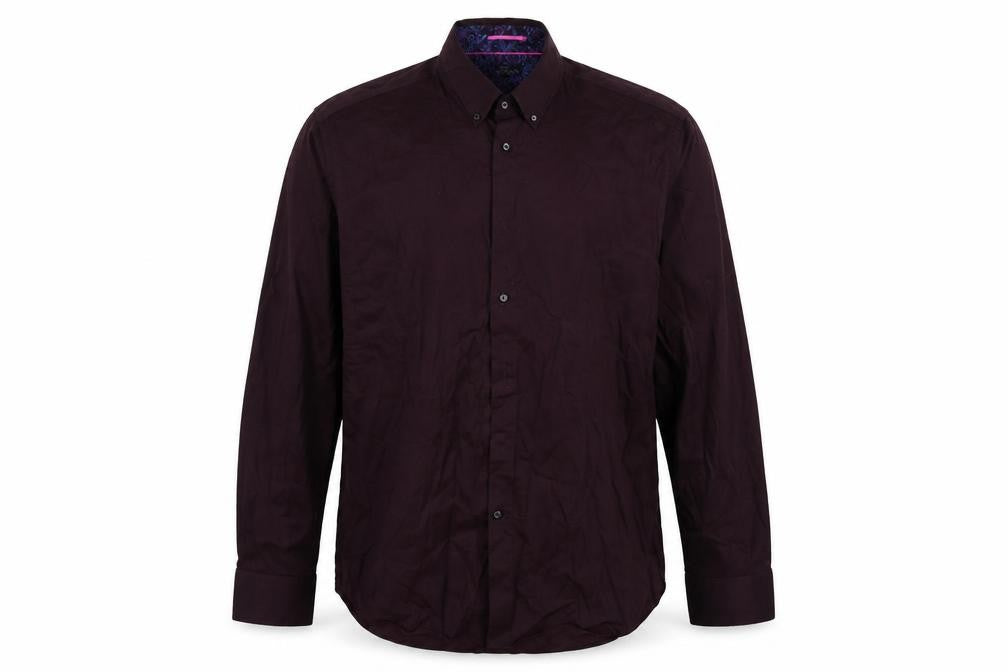 Mens UK Size 16 NEXT Red  Button-Up Long Sleeve Casual Shirt
