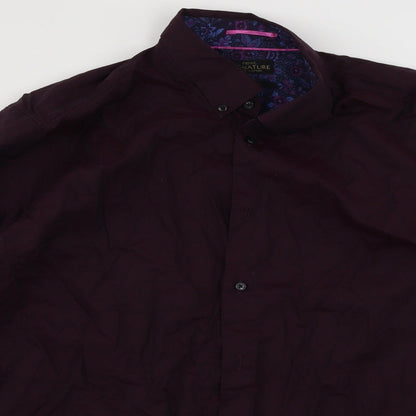 Mens UK Size 16 NEXT Red  Button-Up Long Sleeve Casual Shirt