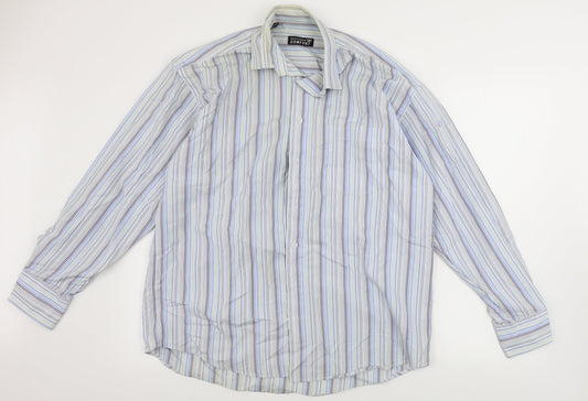 Southern Comfort  Mens Grey Striped   Button-Up Size 15.5