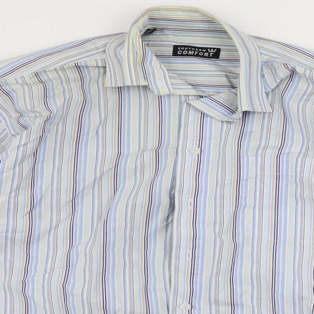 Southern Comfort  Mens Grey Striped   Button-Up Size 15.5