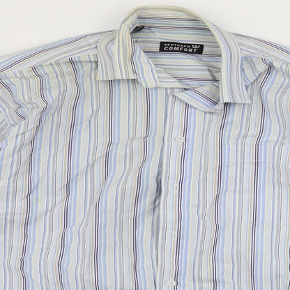 Southern Comfort  Mens Grey Striped   Button-Up Size 15.5