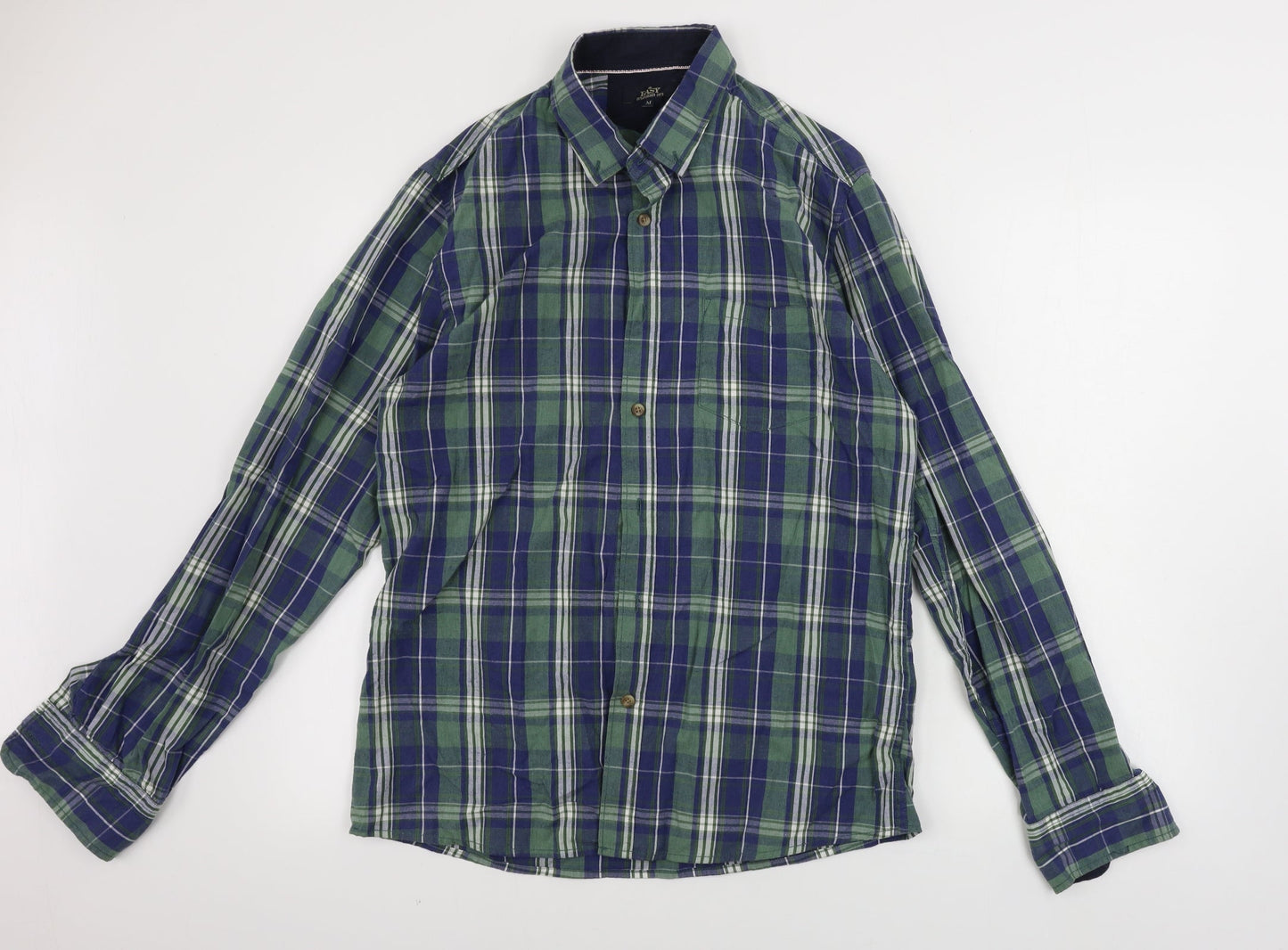 Mens UK Size M Easy Green  Button-Up Long Sleeve Casual Shirt