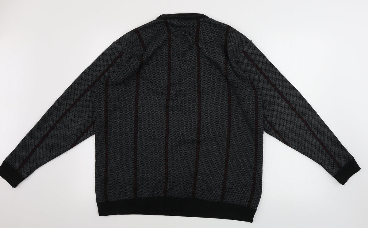 Back view of CIRCA men’s grey striped jumper, size L