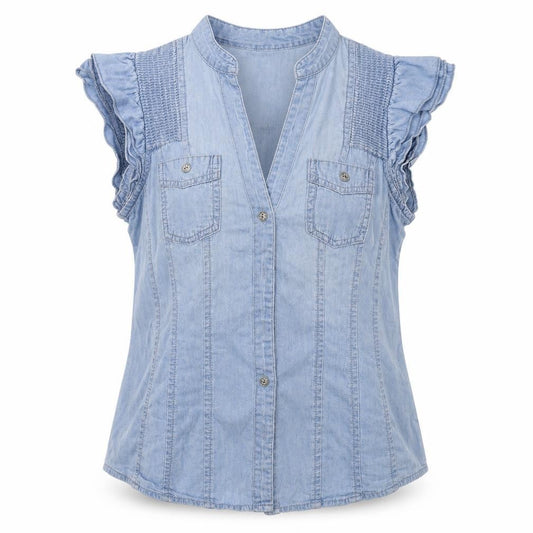 Womens UK Size 8 be beau Blue Basic Button-Up