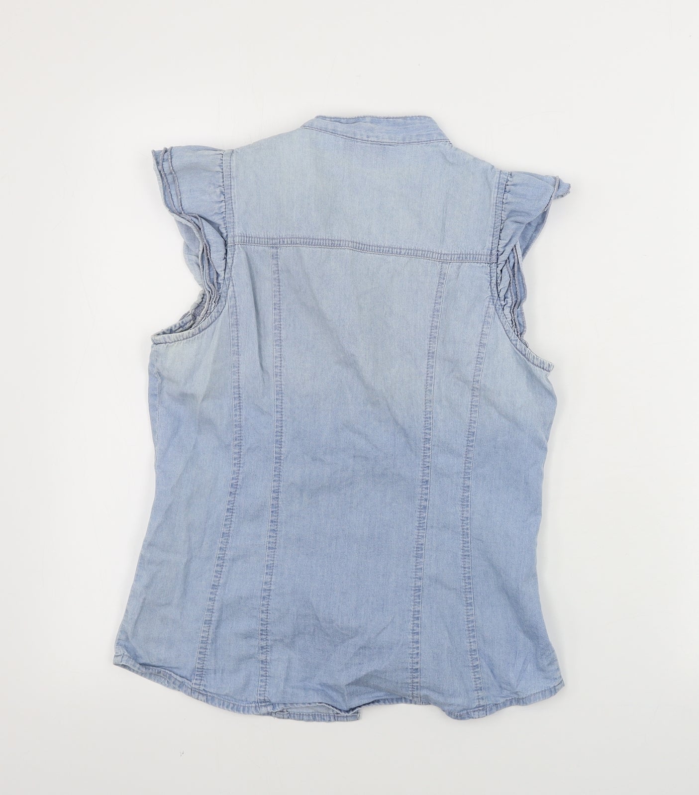 Womens UK Size 8 be beau Blue Basic Button-Up
