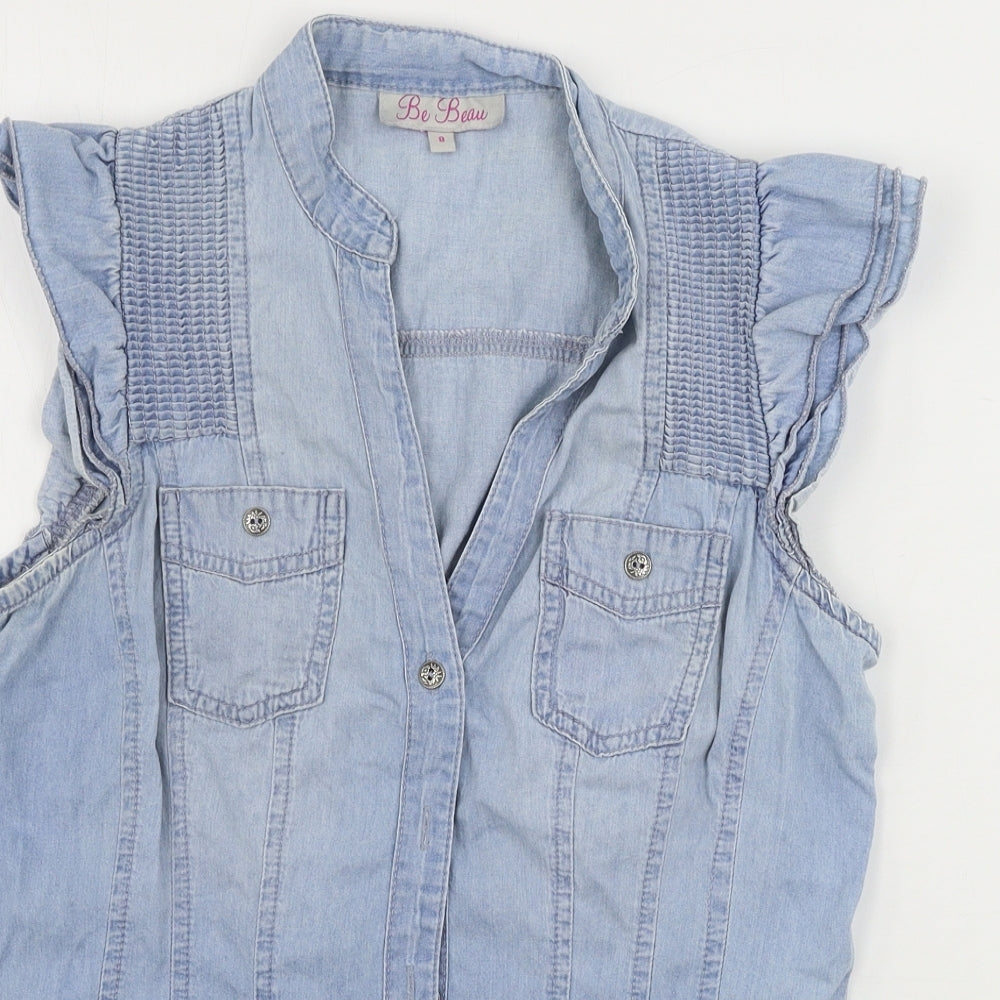Womens UK Size 8 be beau Blue Basic Button-Up