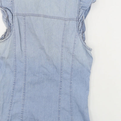 Womens UK Size 8 be beau Blue Basic Button-Up